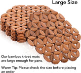 8 Pack Bamboo Trivet Mat, Hot Plate Pad, Heat Resistant Table Counter Protector, Coaster for Tea Coffee Pot Plates Pans Bowls, Festive Design Décor, Kitchen Gift Idea