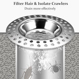 RVS kitchen drain plug - standard drain plug and hair/food catcher for bathroom - kitchen and shower (7.6 cm outer diameter - 4.5 cm inner diameter - 2-pack)