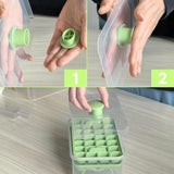 Ice Cube Trays - Ice Cube Tray with Lid and Container - 56 Ice Cube Molds - 2 Containers and Ice Scoop - BPA-free (Green)
