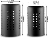 Cutlery holder for crockery, suitable for countertops, 2-pack, stainless steel black kitchen utensil holder, stylish storage box and decorative kitchen utensil pot, perfect gift for a new house or apartment