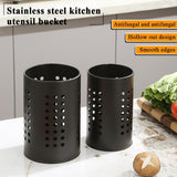 Cutlery holder for crockery, suitable for countertops, 2-pack, stainless steel black kitchen utensil holder, stylish storage box and decorative kitchen utensil pot, perfect gift for a new house or apartment