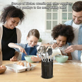 Cutlery holder for crockery, suitable for countertops, 2-pack, stainless steel black kitchen utensil holder, stylish storage box and decorative kitchen utensil pot, perfect gift for a new house or apartment