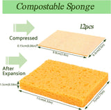 Dishwashing sponges, 12 natural cellulose cleaning sponges, anti-scratch kitchen sponges for washing dishes, home, cookware, bathroom