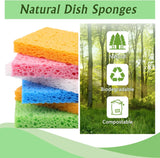 Dishwashing sponges, 12 natural cellulose cleaning sponges, anti-scratch kitchen sponges for washing dishes, home, cookware, bathroom