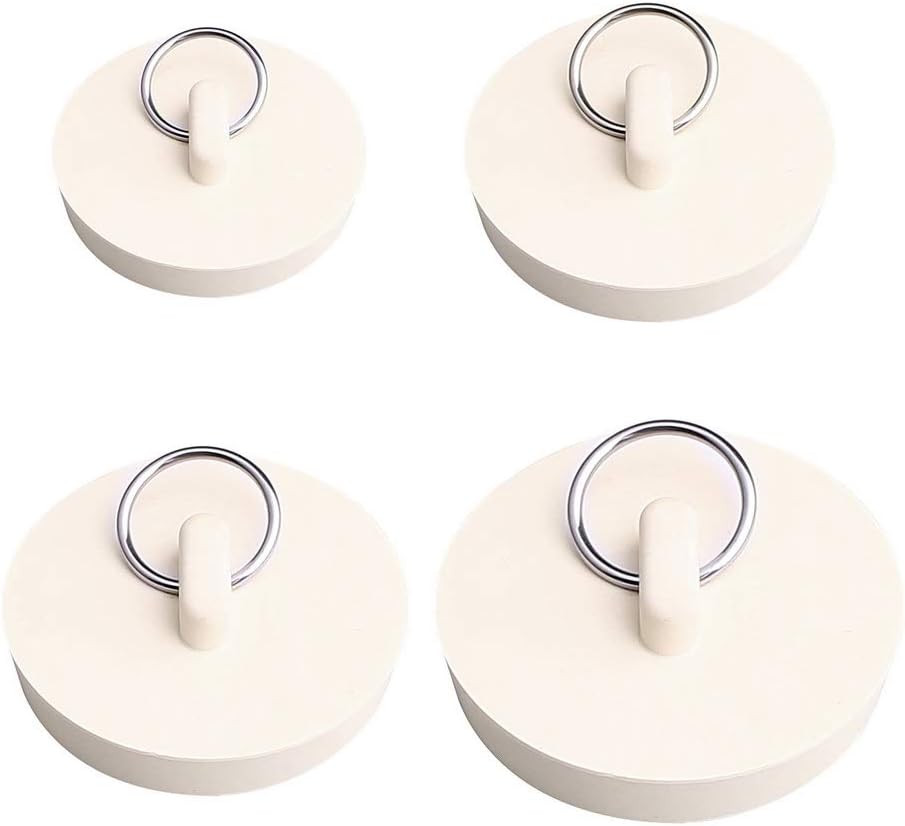 Set of 4 drain stoppers - sink stoppers - rubber drain plugs and kitchen sink stoppers with hanging ring - Suitable for bathtubs and bathrooms (4 sizes)