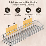 Storage rack for the bathroom, shower and kitchen - uses traceable transparent glue - no drilling required - stainless steel SUS304 - 15.75 inches - silver