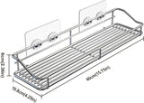 Storage rack for the bathroom, shower and kitchen - uses traceable transparent glue - no drilling required - stainless steel SUS304 - 15.75 inches - silver