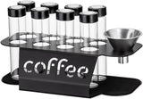 Coffee Bean Storage Containers - 8-pack Glass Jars for Storing Coffee Beans - Transparent Storage Containers, Reagent Racks, One-Way Valve - Portable Storage Jars
