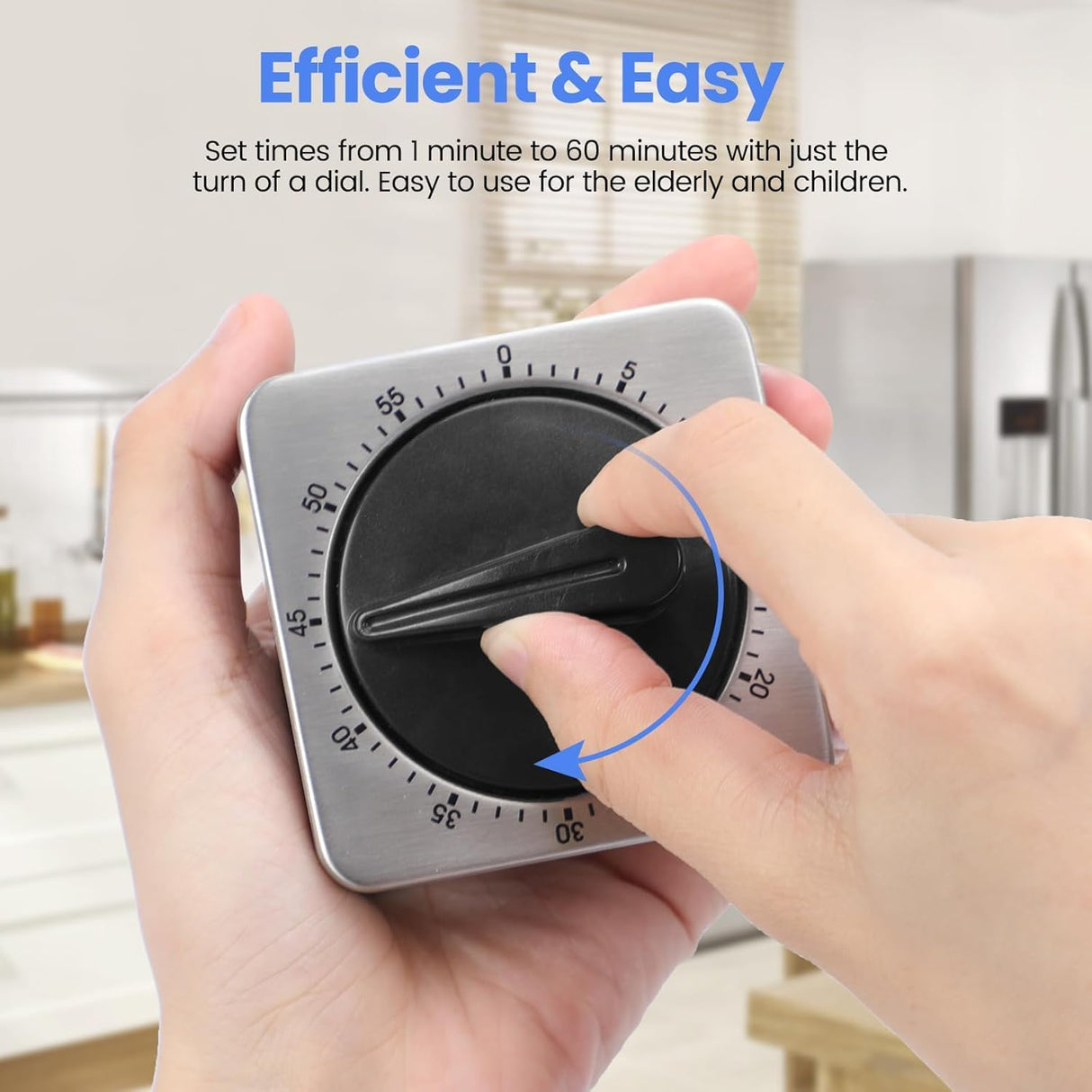 Kitchen Timer - Mechanical Egg Timer - Battery-Free - 100% Mechanical Kitchen Clock - Stainless Steel Housing - Kitchen Clock - Stopwatch - Countdown Reminder - Magnetic Kitchen Clock - Egg Timer (grey)