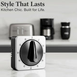 Kitchen Timer - Mechanical Egg Timer - Battery-Free - 100% Mechanical Kitchen Clock - Stainless Steel Housing - Kitchen Clock - Stopwatch - Countdown Reminder - Magnetic Kitchen Clock - Egg Timer (grey)