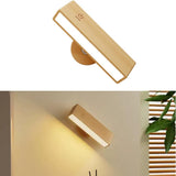 Indoor wall lamp - Wooden LED wall lamp with wireless charging - Bedroom wall lamp - 360° rotating touchscreen dimmable light - Drill-free installation - Suitable for bedroom/living room