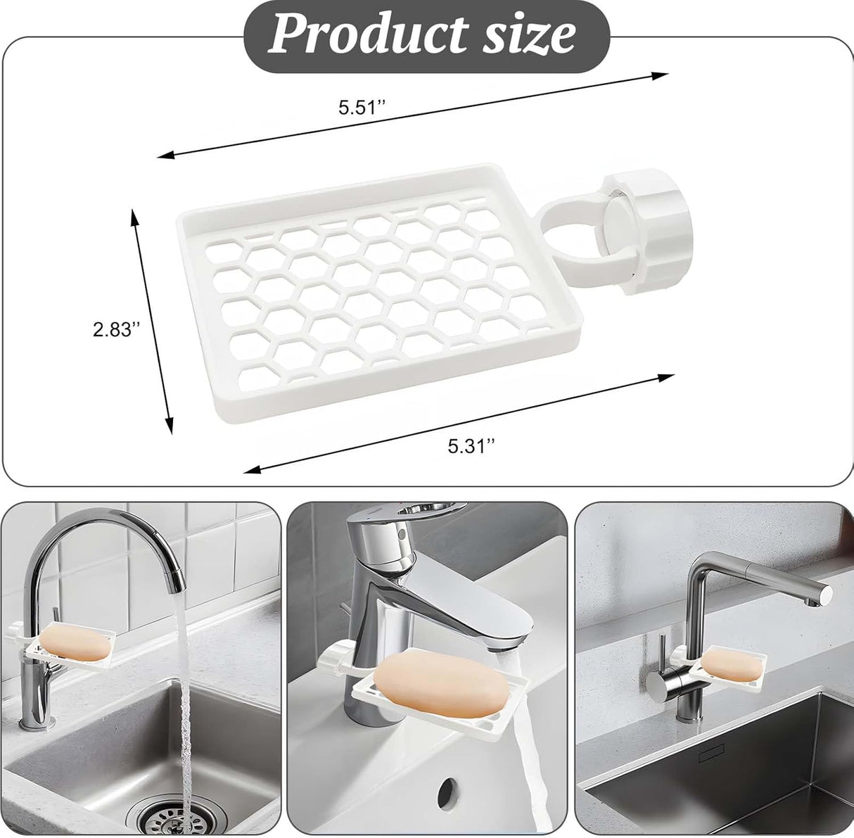 Set of two hangers, sponsor and sink organizer - drainage rack with clips - suitable for kitchens and bathrooms - reusable and removable - for holding soap and sponges - easy to install and adjust