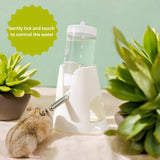 White hamster water bottle with standard, food bowl base, automatic water dispenser, suitable for dwarf hamsters, gerbils and other small animals.