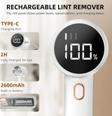 Lint Remover - Lint Remover for Cotton Fabrics - Rechargeable Lint Remover - Electric Portable Sweater Shaver - 3 Speed Settings - LED Digital Display - Removes lint from clothing, furniture, sweaters, couches and blankets.