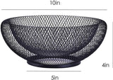 Fruit bowl - Mesh fruit bowl - Decorative fruit basket - Metal - Candy bowl - Suitable for kitchen, countertop, dining table, office - 10 inch (black)
