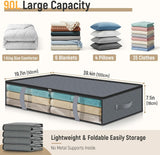 LANDNEOO 4 Pack 90L Under Bed Storage Containers - Underbed Storage for Clothes, Blankets - Closet Organizers and Storage Bags - Under the Bed Storage Bins with Handles & Clear Front
