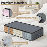 LANDNEOO 4 Pack 90L Under Bed Storage Containers - Underbed Storage for Clothes, Blankets - Closet Organizers and Storage Bags - Under the Bed Storage Bins with Handles & Clear Front
