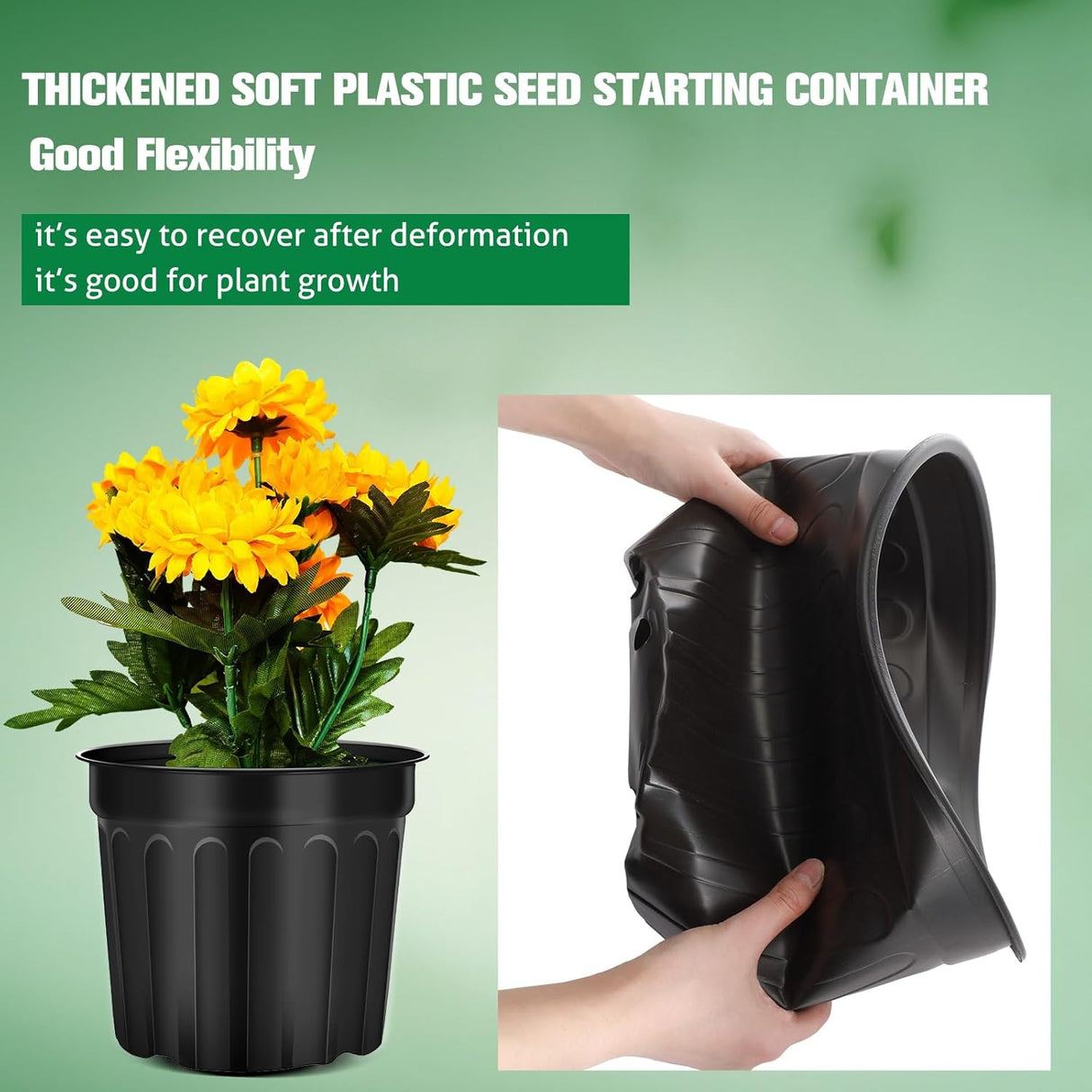 30 Pcs 3 Gallon Plant Nursery Pots Bulk Flexible Plastic Pots for Plants Thickened Soft Seed Starting Container with Drainage Hole Garden Pot Flower Container for Succulents Seedlings