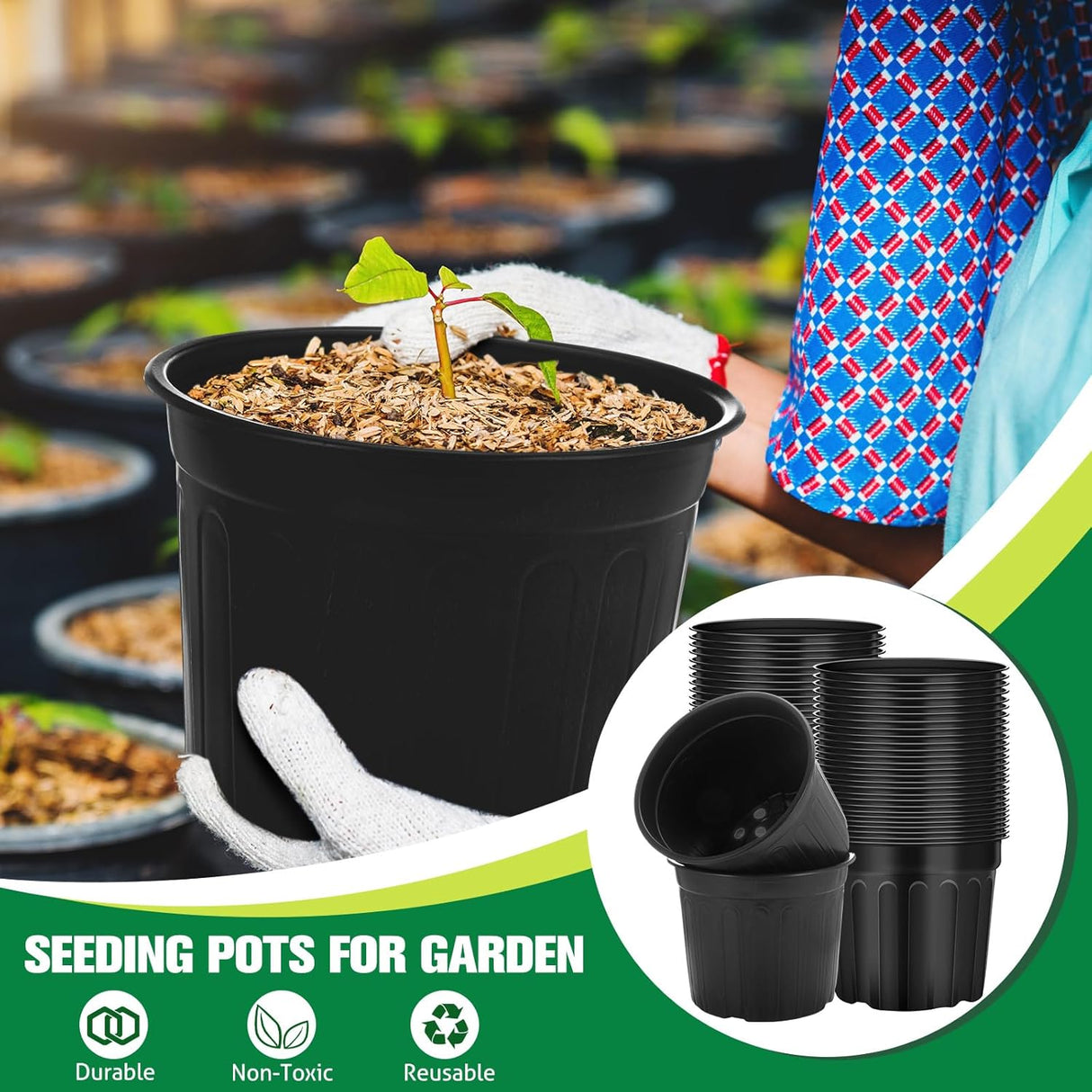 30 Pcs 3 Gallon Plant Nursery Pots Bulk Flexible Plastic Pots for Plants Thickened Soft Seed Starting Container with Drainage Hole Garden Pot Flower Container for Succulents Seedlings
