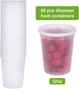 Moretoes 60 Sets 32 Oz Soup Containers with Lids, Deli Containers with Lids, Heavy-Duty Microwaveable Airtight Container for Soups, Leftovers, Sauces