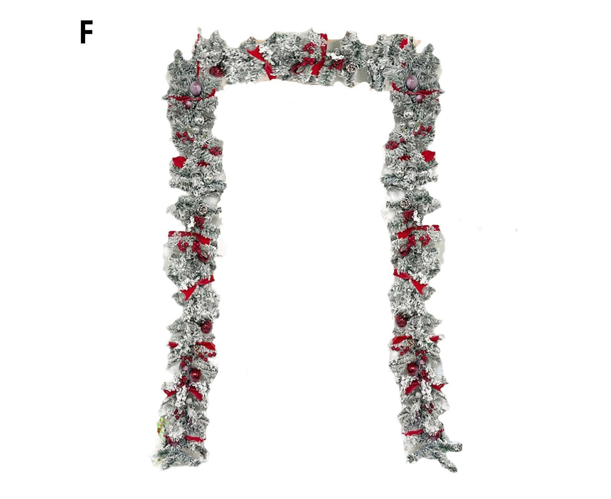 Christmas Artificial Wreath Red Bowknot Ribbon Garland-E