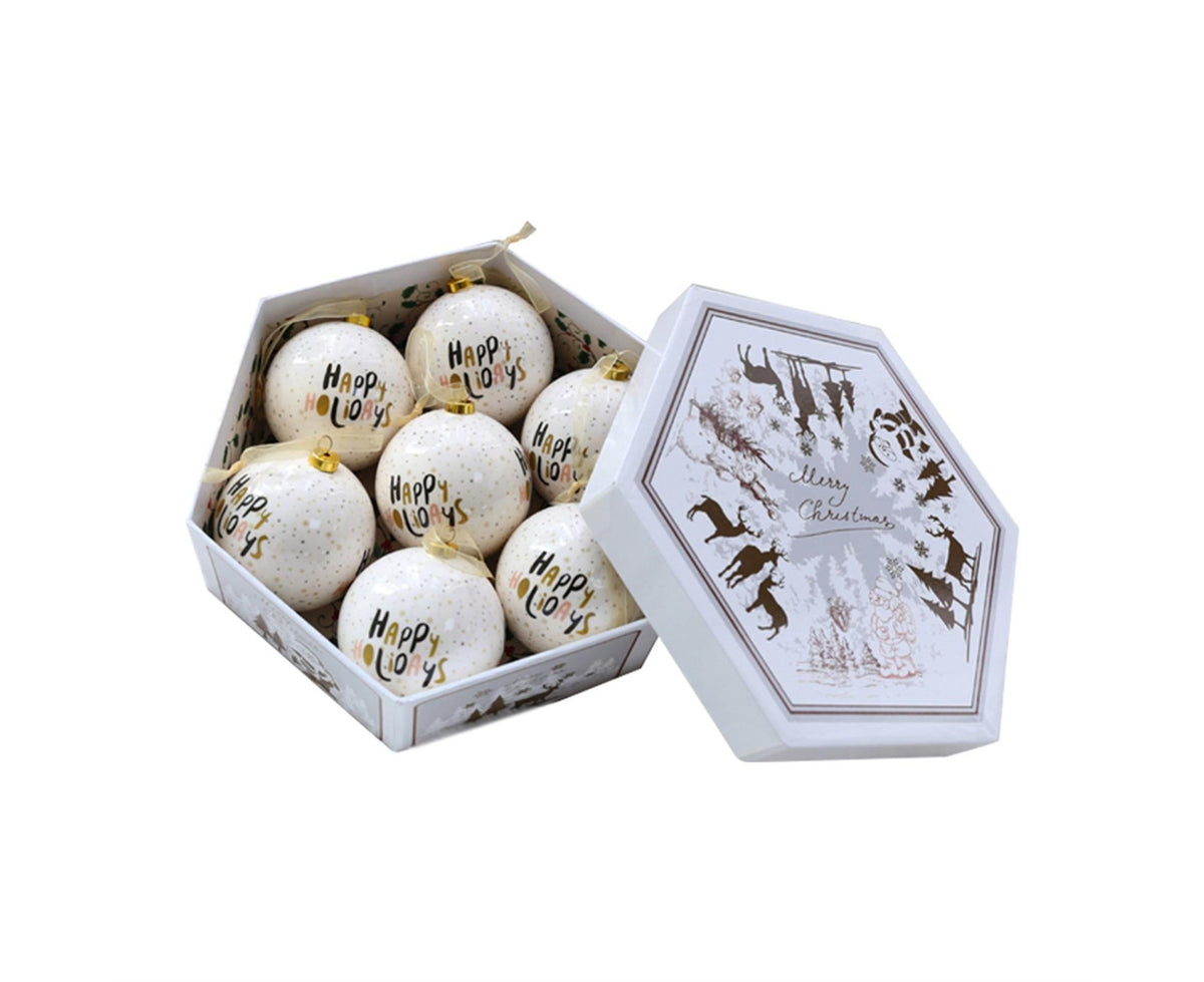 1 Box Decorative Christmas Balls Pendants with Lanyard PC Delicate Craft Festival Balls Pendants Home Decor-Golden