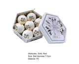 1 Box Decorative Christmas Balls Pendants with Lanyard PC Delicate Craft Festival Balls Pendants Home Decor-Golden