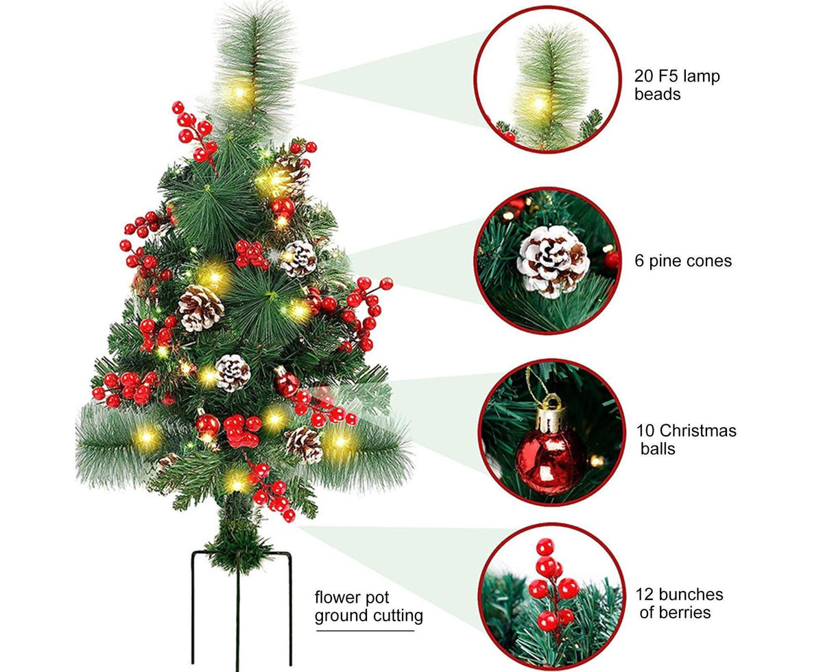 Solar Christmas Tree Garden Stake Lights Outdoor Christmas Tree Lighted Yard Decorations