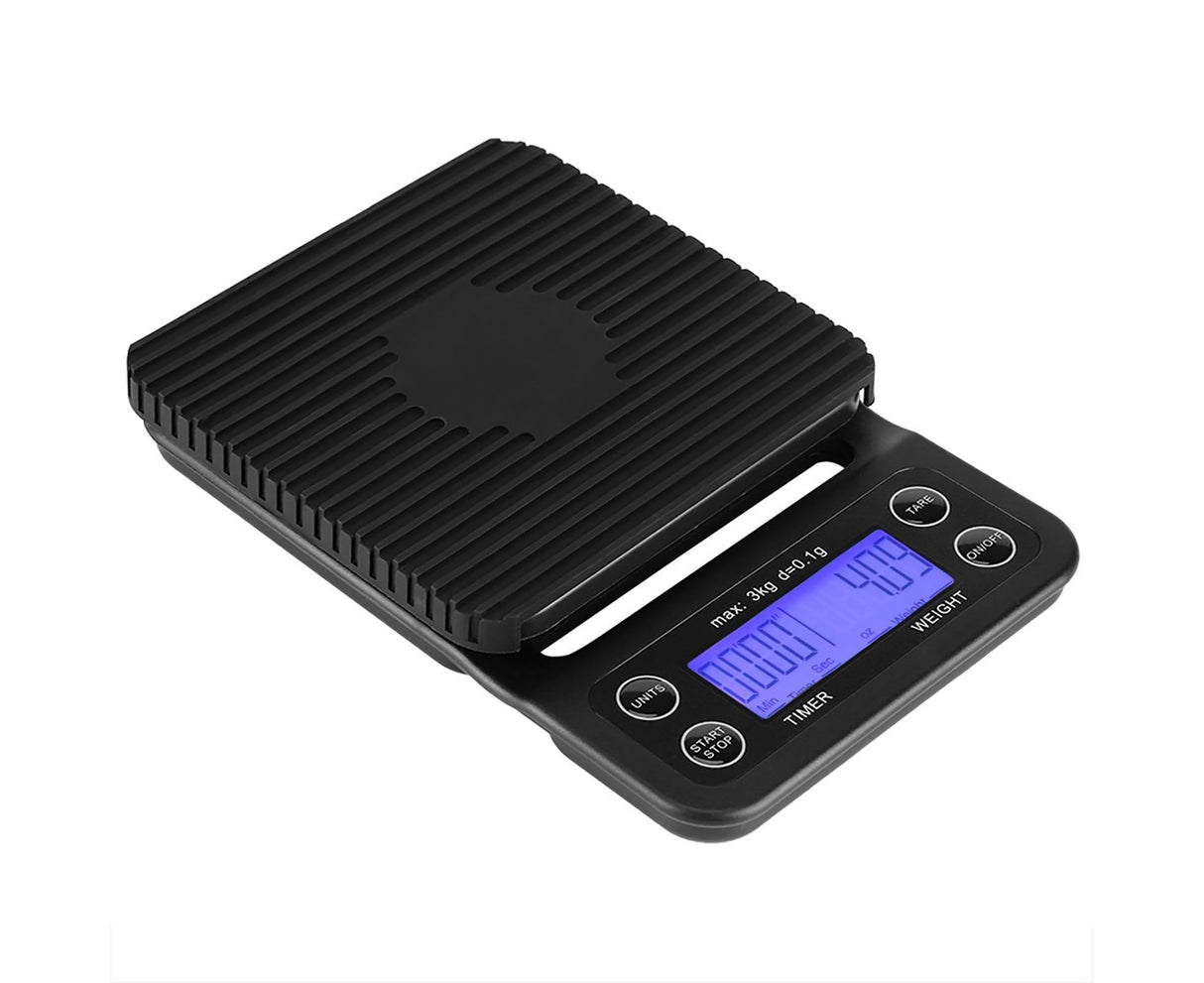 3KG/0.1g Digital Kitchen Food Scale Drip Coffee Weighing with Timer (Bluish Violet Backlight)