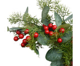 Artificial Christmas Wreath for Front Door Xmas Red Berry Wreath with Pine Needles Cones Winter Eucalyptus Wreath Christmas Decorations - 30CM