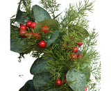 Artificial Christmas Wreath for Front Door Xmas Red Berry Wreath with Pine Needles Cones Winter Eucalyptus Wreath Christmas Decorations - 30CM