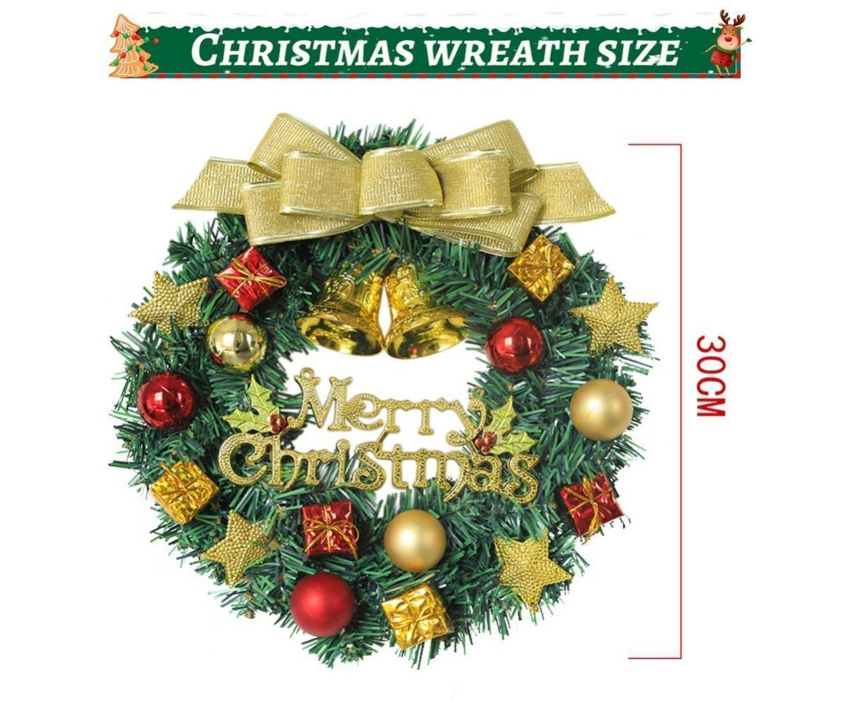 Artificial Christmas Wreath with Lights, Battery Operated Christmas Wreaths for Front Door,Christmas Decorations for Indoor and Outdoor - 30CM