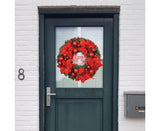 Christmas Ball Wreath Artificial Christmas Wreath Garland Decoration Home Party Decor Xmas Front Door Decorative Hanging - red - 30cm