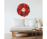 Christmas Ball Wreath Artificial Christmas Wreath Garland Decoration Home Party Decor Xmas Front Door Decorative Hanging - red - 30cm