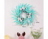 Christmas Ball Wreath Xmas Wreaths Ornaments Glitter Thicken Shatterproof Garland Decoration for Door Wall Mantel Decor - Blue
