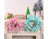 Christmas Ball Wreath Xmas Wreaths Ornaments Glitter Thicken Shatterproof Garland Decoration for Door Wall Mantel Decor - Blue
