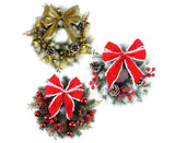 Christmas Decoration Wreath for Front Door, Wall Hanging Snowball Red Berry Pine Cone Garland Ornament for Xmas Party Indoors - 33cm