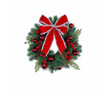 Christmas Decoration Wreath for Front Door, Wall Hanging Snowball Red Berry Pine Cone Garland Ornament for Xmas Party Indoors - 33cm