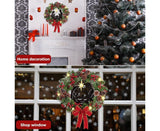 Christmas Wreath Christmas Ornament Decoration Holy Family Set Led Lights Candle Front Door Wall Christmas Hanging Sign Sacred - Red - 35*35*4cm