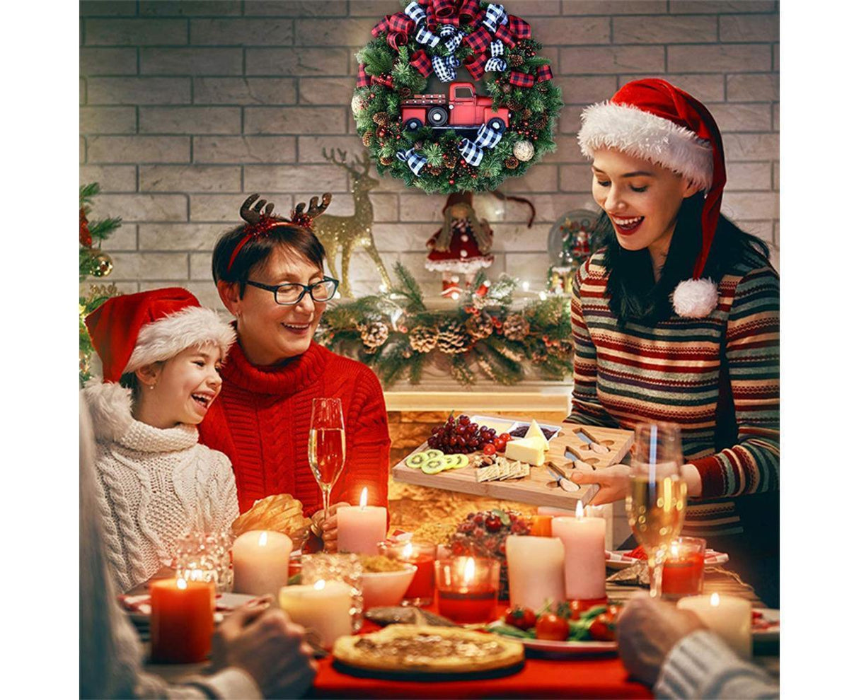 Christmas Wreath for Car, Truck or Festival Decoration LED Artificial Christmas Car Wreath - 25cm