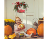 Christmas Wreath Front Door Wreath Decoration Red Truck Wreath Fall Farmhouse Wreath Indoor Outdoor, Artificial Wreath Welcome Wreath Retro Plaid Bow-Knot