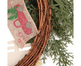 Christmas Wreath Front Door Wreath Decoration Red Truck Wreath Fall Farmhouse Wreath Indoor Outdoor, Artificial Wreath Welcome Wreath Retro Plaid Bow-Knot
