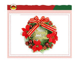 Christmas Wreath Merry Christmas Front Door Ornament Wall Artificial Pine Garland for Party Decor - red - 30cm
