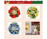 Christmas Wreath Merry Christmas Front Door Ornament Wall Artificial Pine Garland for Party Decor - red - 30cm