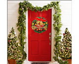 Christmas Wreath Merry Christmas Front Door Ornament Wall Artificial Pine Garland for Party Decor - red - 30cm