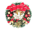 Christmas Wreath Merry Christmas Front Door Ornament Wall Artificial Pine Garland for Party Decor - red - 30cm