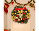 Christmas Wreath Merry Christmas Front Door Ornament Wall Artificial Pine Garland for Party Decor - red - 30cm