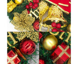 Christmas Wreath Merry Christmas Front Door Ornament Wall Artificial Pine Garland for Party Decor - red - 30cm