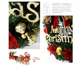Christmas Wreath Merry Christmas Front Door Ornament Wall Artificial Pine Garland for Party Decor - red - 30cm
