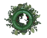 Christmas Wreath Winter Wreath with Red Jingle Bells and Berries Door Wreath with Artificial Snow Christmas Decorations with Pine Branches - 30CM